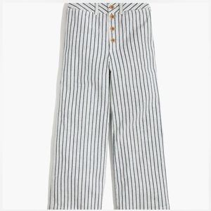 Madewell Womens Emmett Wide-Leg Crop Pants in Stripe Button-Front Sz 28
